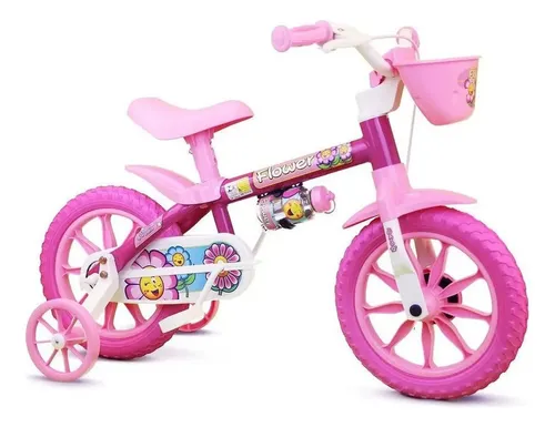 Bicicleta Infantil Nathor Aro 12 Rosa Flower