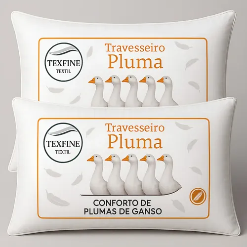 Kit 2 Travesseiros Pluma de Ganso Sintética 50x70 cm