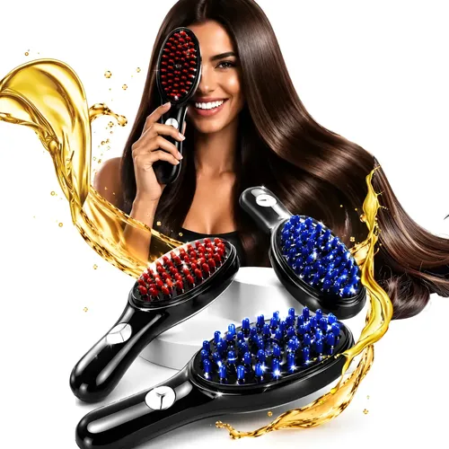 Escova massageadora capilar 4 em 1 com LED