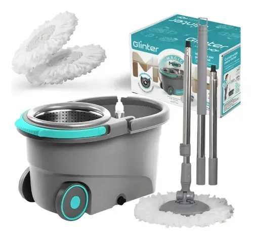 Mop profissional inox com cabo de 1,60 m e 2 refis de microfibra