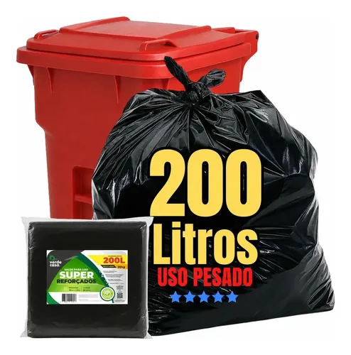 Saco de lixo 200 litros, uso pesado reforçado