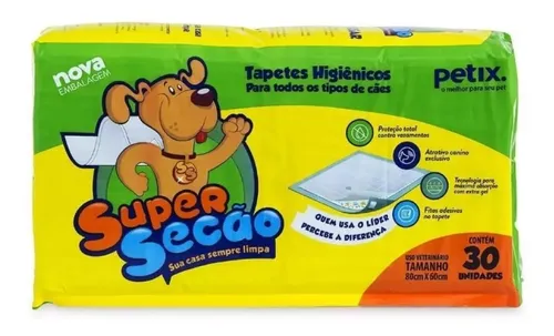 Tapete higiênico Super Seção, 30 unidades 80x60
